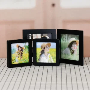 Vertical Foldable Standing Black Wooden Picture Photo Frame for Home Decor