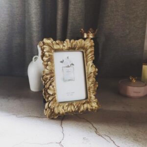 Vintage 4×6 5×7 Photo Frame Rose Gold Flower Leaf with Glass Front Antique Picture Frame for Tabletop Wall Hanging