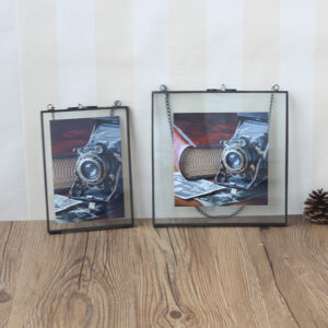 Vintage Decor Gift Glass Desktop Wedding Souvenir Hanging Wall Photo Frame for Holding Pictures or Dried Flowers Plants