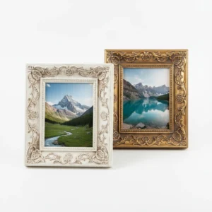 Vintage Embossed Picture Frame Luxury Photo Display White Gold Decorative Frames Elegant Wedding PhotographyHome Decor