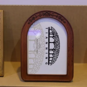 Vintage Solid Wood Photo Frame Wooden Photo Frame Arched Top Laser Carved Flower Desktop Gift Custom