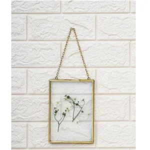 Vintage Style Eco Friendly Customizable Brass Hanging Double Sided Glass Photo Frame for Pressed Flower for Home Office