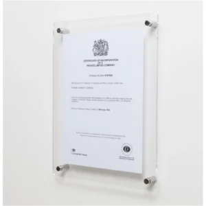 Wall Mount Clear A4 Acrylic Certificate Frame A5 Acrylic Photo Frames for Office Shopping Mall