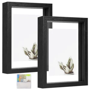 Wall Mount or Tabletop Standing Floating Frames Set Double Glass Picture Frame Display Photo Frame Material