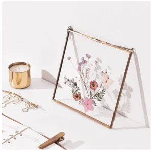 Wall Mounted Hanging Clear Glass Square Shape Photo Frame with Customized Coloured Home Office Decor