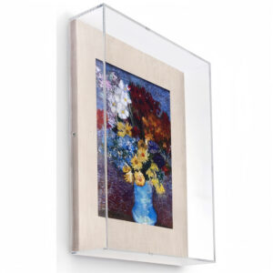 Wall Mounted Shadow Box Linen Backing Tan Custom Square Rectangular Acrylic Shadow Box Frame