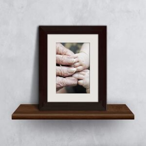 Wall & Table Photo Frame Dark Brown Single Unit with Mat Back Stand Elegant Display Frame for Home Office