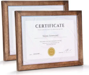 Wall Tabletop Display Rustic A4 Wood Certificate & Document Frames 8.5×11 High Definition Glass Customized Logo & Color