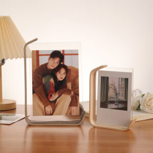 Walnut & Acrylic Tabletop Picture Frame 6×8 7×9 8×10 Clear Photo Holder for Desktop Display Modern Decor