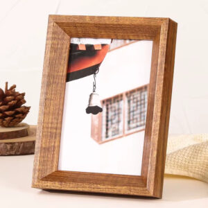Walnut Brown Wood Rectangle Photo Frame Desktop Tabletop Picture Holder Wall Hanging Art Display Home Office Room Decoration