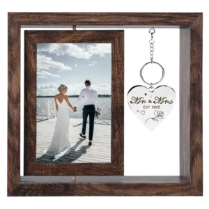 Wedding Bridal Gifts Romantic Rotating Floating Mr and Mrs Picture Frame 4×6 Engagement Gift Pet Photo Frame