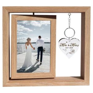 Wedding Gifts for Couples Romantic Rotating Floating Mr and Mrs Picture Frame Photo Frame Engagement Gifts Bridal Shower Gift