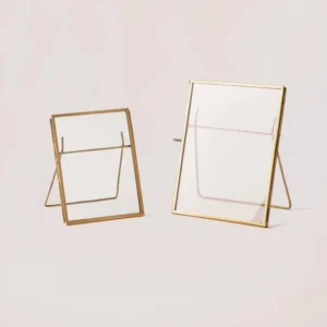 Wholesaler Glass and Brass Tabletop Photo Frame Double Glass Floating Flower Pressed Picture Glass Frame