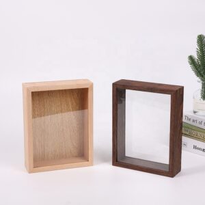Wood 3D Deep Picture Shadow Box Wooden Box Frame Double Glass With Glass 5X7 Dry Flower Photo Frames Plastic Package