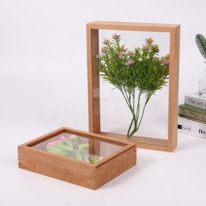 Wood Art 3d Shadow Box Wooden Shadow Box Frames Double Glass With Glass Plastic Package Wood Frames for Canvas Prints