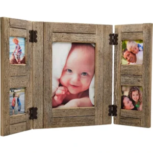 Wood Collage Frame with 5 Photos of a Family’s Farm or Beach House Perfectly Decorated