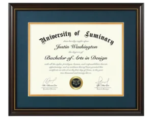 Wood Diploma Frame with 11×14 Opening Mat for College Degree Certificate Document Wooden Frame with Tempered Glass Panel