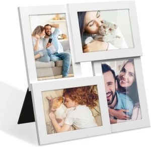 Wood Family Photo Collage Frame with Glass Front 4 Frame Set for Wall or Table Display Die Cut 1 Color Printing