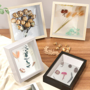 Wooden 3D Hollow Photo Frame Wall Mount DIY Dried Flower Butterfly Specimen Frame Tabletop Art Display Frame