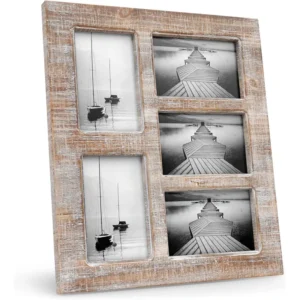 Wooden Collage Photo Frame 5 Multi picture Photo Openings Rough Civil Farm Wall Photo Frame