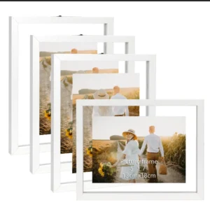 Wooden Floating Frame Double Glass Rustic Photo Frame for Plant Wall Hanging or Tabletop Standing