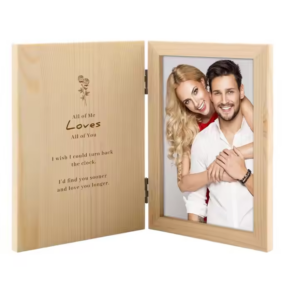 Wooden Shadow Box Frame 4×6 Hinged Double Glass Display for Photos Tickets Souvenirs Wall or Tabletop