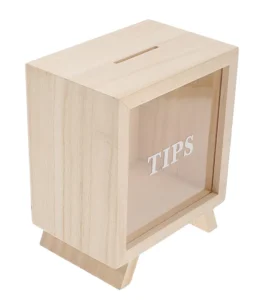 Wooden Tips Box Clear Piggy Banks Shadow Box Display Case Money Bank Wood Frame Coin Box Cash Storage Container Money Jar