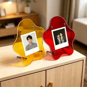 XBY Acrylic Irregular Shape 3×3 Inch UV Printed Lightweight Vertical Orientation Tabletop Display Photo Frame Couples Gift