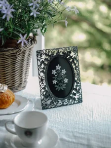 Yuelanju Resin Retro Plants Flowers Rectangular Desktop Photo Frame Ornaments Middle Ancient Household Living Room Bedroom