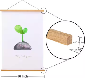 Yukmin Magnetic Poster Hanger Frame Teak Wood for Posters Prints Photos Pictures Maps Scrolls and Canvas Artwork