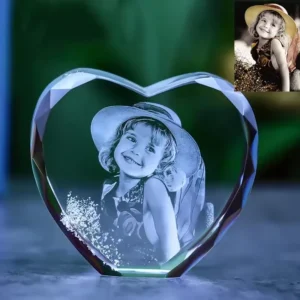 clear Cute Crystal Photo Frame for Couples Blank Block Customized 3d Laser Engraving Glass Cube Photo Frame for Family