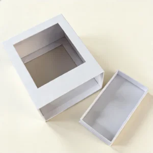 square Custom Frame Shadow Box Luxury Removable Lid Paper Box Rigid Gift Cosmetic Packaging Manufacturer with clear Pvc Window